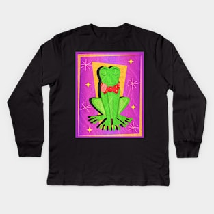 Fancy Frog (Purple) Kids Long Sleeve T-Shirt